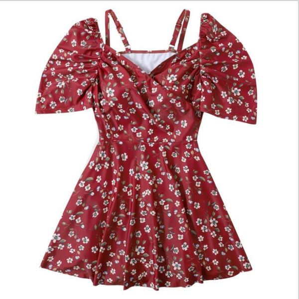 

women print floral one piece swimwear push up bathing suit plus size xl-5xl swim beach dress summer swimsuit swimdress one-piece suits