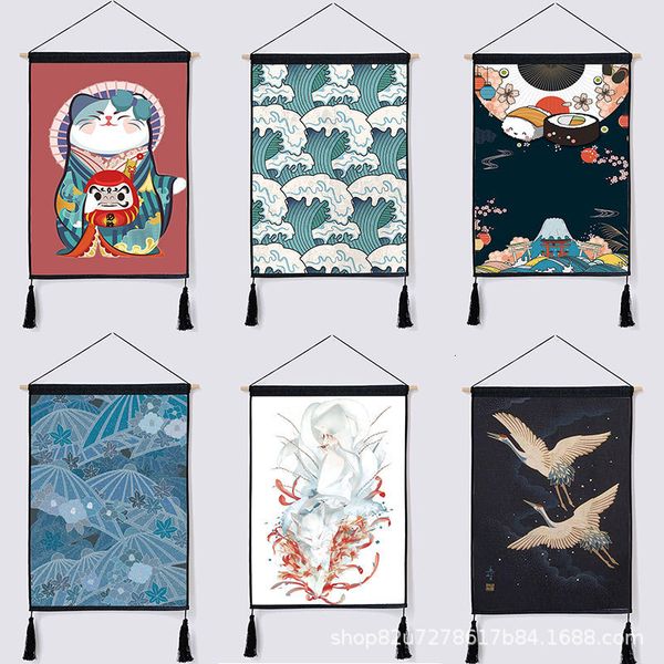 

painting simple and wind hanging picture electricity meter box shielding cloth bedroom cotton linen art tapestry decorative