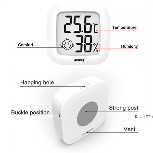 Mini LCD Thermometer Digital Higrômetro Quarto Indoor Quarto Geladeira Higrômetro Medidor Sensor LLF12239