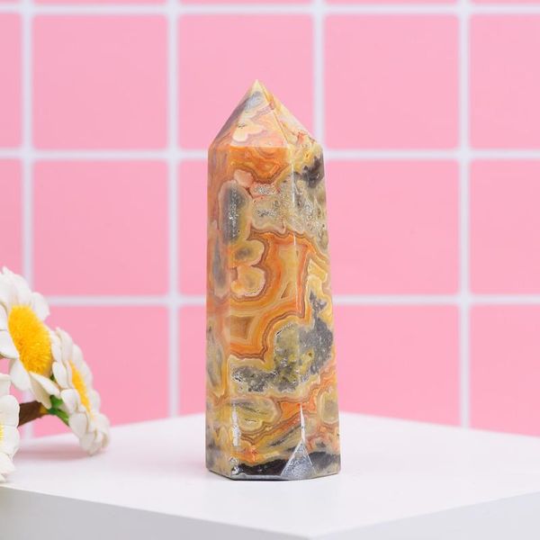 

natural crystal yellow agate tower obelisk point stone ornaments modern home room decorations craft gift decorative objects & figurines