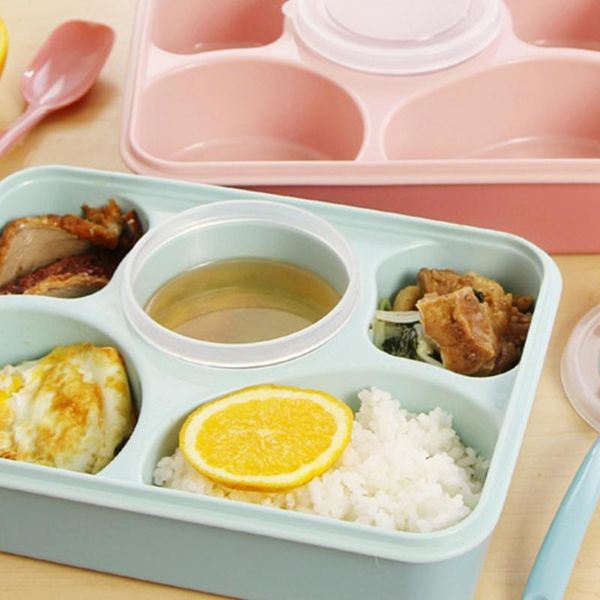 

storage bottles & jars 5 grids microwave oven plastic bento lunch box student sealed fast plate leak-proof portable divided dishe