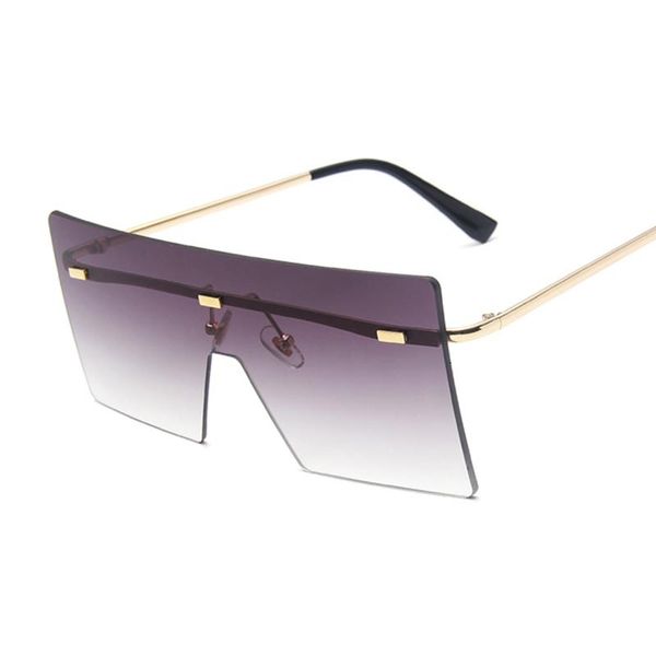 

2021 summer vintage square sunglasses women siamese oversized sun glasses for luxury brand rimless ocean lens big shades oculos de sol a520, White;black