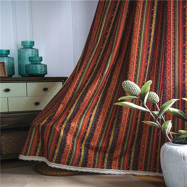

curtain & drapes color stripes curtains cotton linen window treatments semi-shading bohemian-style home living room decorative