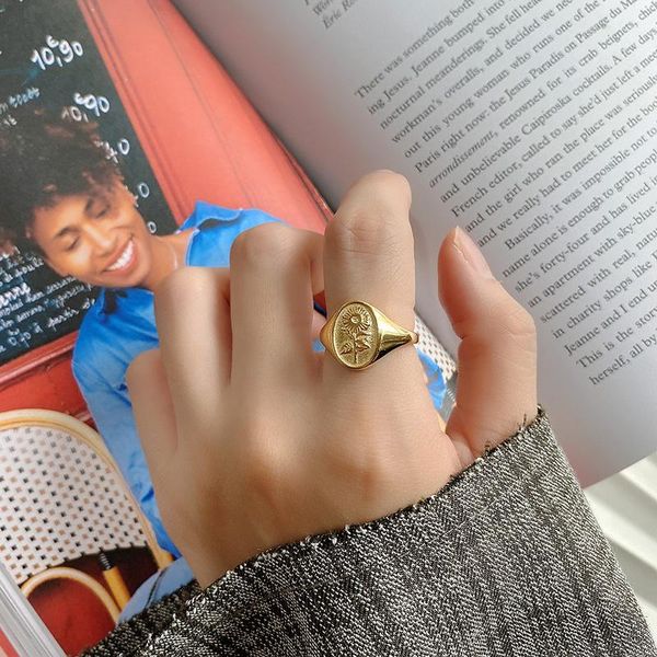 

cluster rings 925 silver sunflower jewelry minimalism charm anel bohemia vintage boho bague femme anelli ring for women, Golden;silver