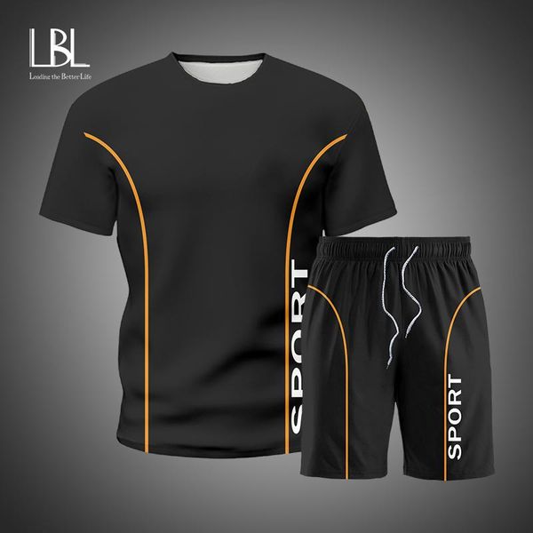

men's tracksuits 2021 men casual set fashion sweat suit gym short sleeve tshirt shorts sets male sportswear tracksuit summer sportsuit, Gray