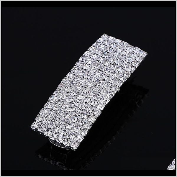 

& barrettes jewelry drop delivery 2021 7 row women chic full crystal rhinestone square barrette fine bling hair clips hairpin accessories fo, Golden;silver