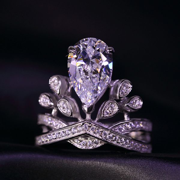 

white gold white zircon and silver ladies ring ear gold and white creative zircon wedding rings valentine day gift