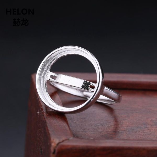 

cluster rings 925 sterling silver women wedding ring 13x13mm 14x14mm 15x15mm round cabochon semi mount white gold color wholesale, Golden;silver