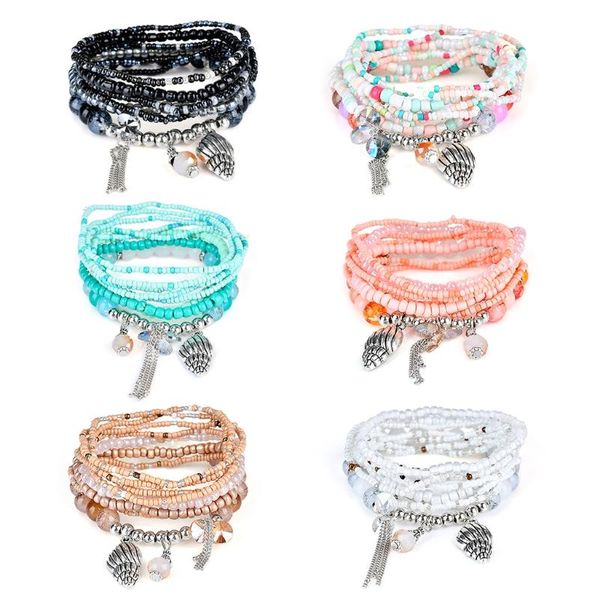 

link, chain fashion bohemia style multilayer bracelet tassel pendant charm beads alloy gift drop, Black