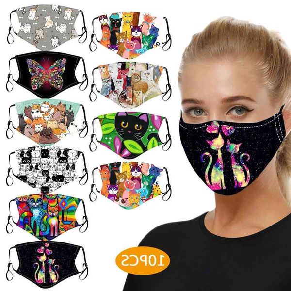 

2021 cat cartoon cloth printing washable mask dust proof