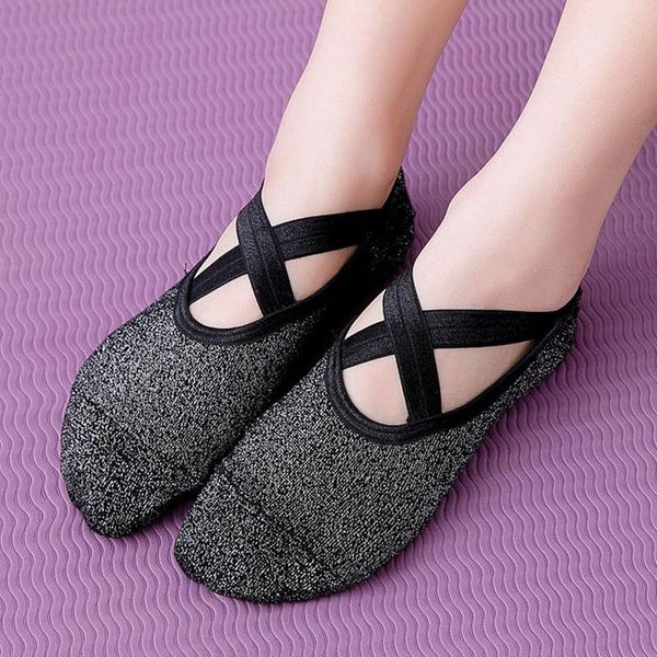 

sports socks professional women bandage yoga anti-slip quick-dry damping pilates ballet good grip cotton dance, Black