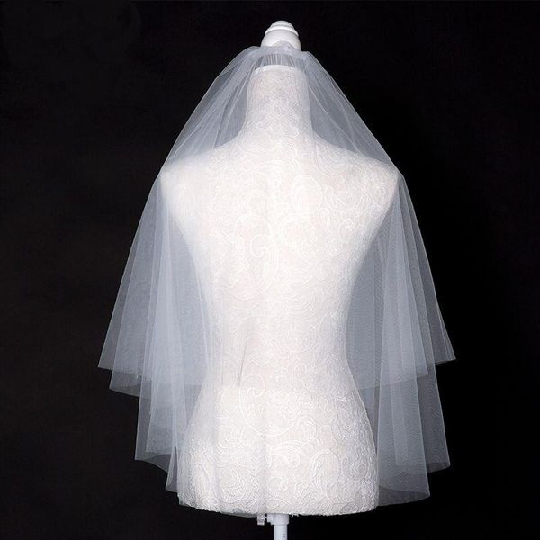 

bridal veils 2021 short wedding veil simple style accessoire mariage white 2-layer bride velo de novia accesories, Black