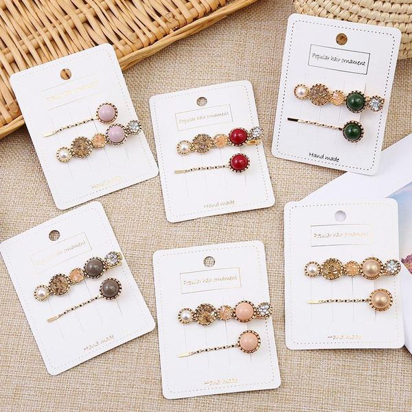 

2pcs/set pearl luxury barrette women crystals clip elegant headband sweet hairpin lady fashion vintage hair accessories1