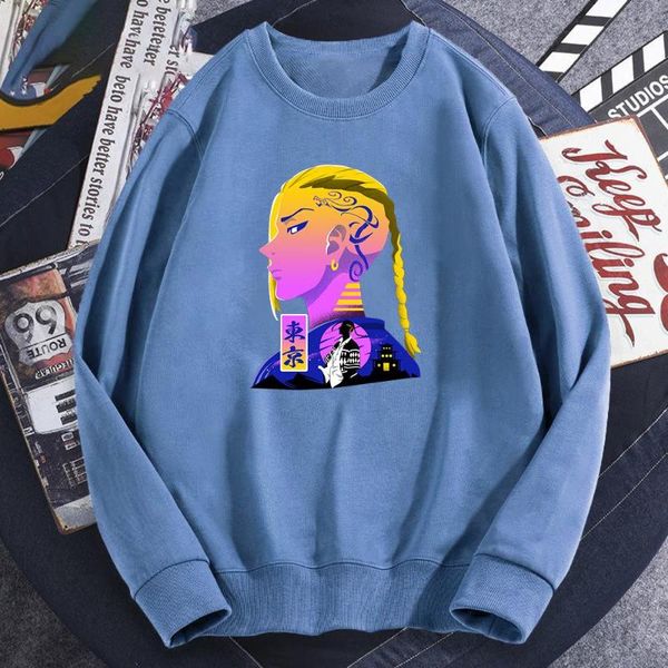 

men's hoodies & sweatshirts japan anime tokyo revengers mens sweatshirt cool cyber draken printed men cotton casual loose male outerwea, Black
