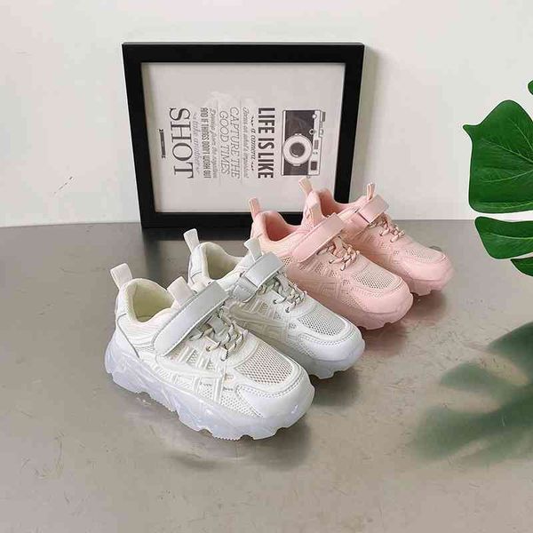 

spring 2021 new girls' sports mesh breathable children's running boys' father spring fashion shoes, Black;red