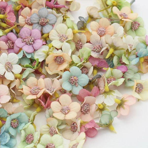 

decorative flowers & wreaths 50/100pcs 25mm daisy flower head mini silk artificial for wedding engagement party home decor diy garland headd