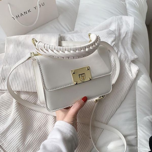 

shoulder bags white female 2022 trendy fashion all- handbag simple texture one-shoulder messenger bag