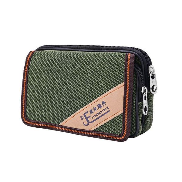 

noenname_null casual smart phone case zipper waist belt bag cover card pocket bags canvas pack