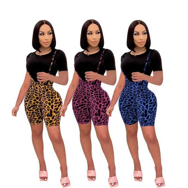 ZKYZWX Sexy Leopard Estate Abiti T Shirt Top per Donna Spaghetti Strap Bodycon Tuta Night Clubwear Due Pezzi Set Abbinato X0709