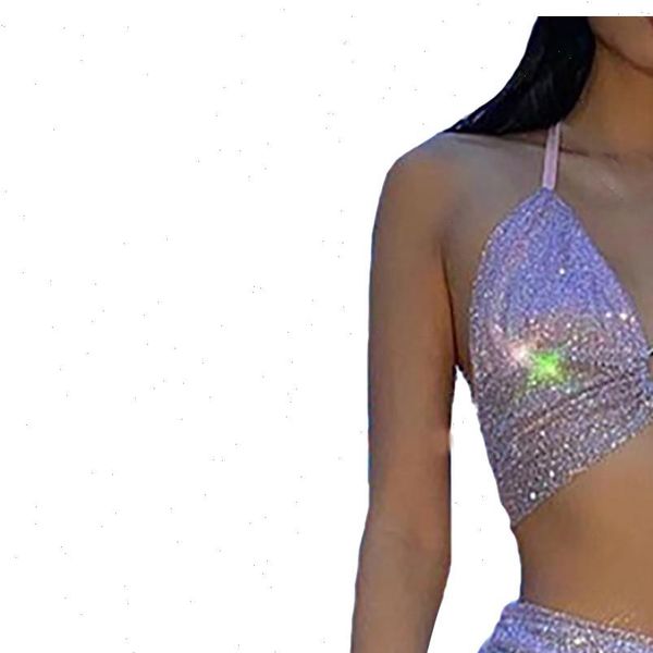 

y2k style fashion backless women dress navel lace up perspective bright silk suit streetwear for suits sets, White