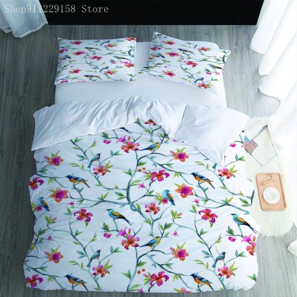 

bedding sets red flower printing duvet cover set pastoral style queeen size 2/3 pcs soft comfortable bed covers linen