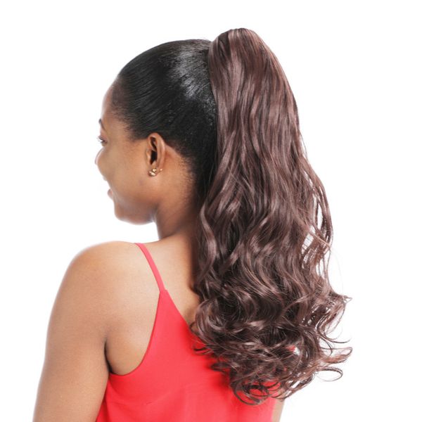 

long grip big wave claw clip curly hair wig horsetail, Black;brown