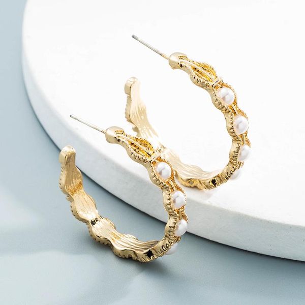 

stud simple statement heart c shape pearls crystal gold color women female wedding party fashion modern earrings jewelry gifts, Golden;silver