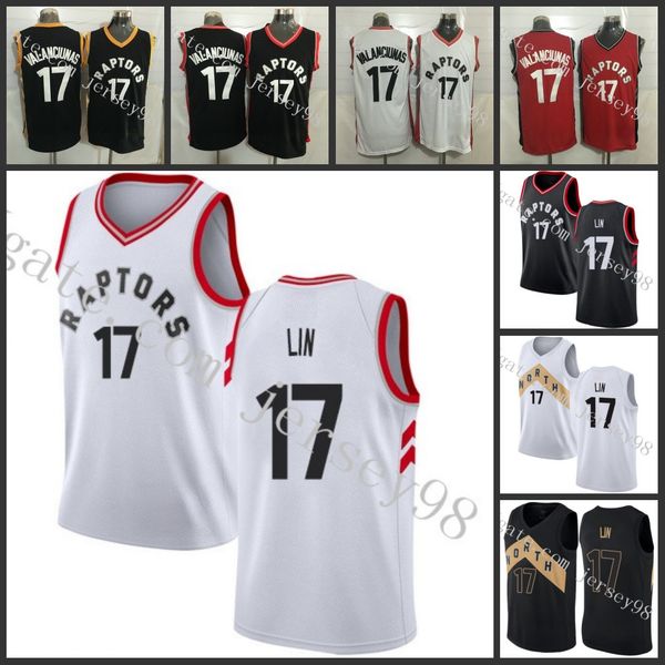 

toronto raptors men #17 jeremy lin retro basketball jersey, Black