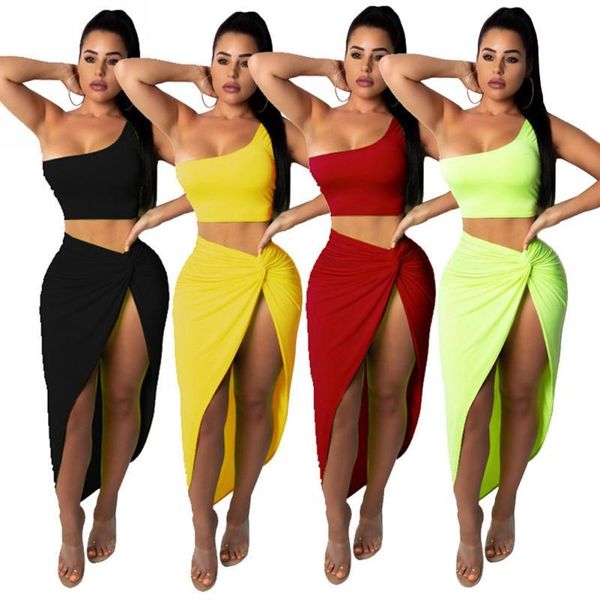

women's two piece pants sleeveless women bodycon bandage maxi party dress skirt set, White