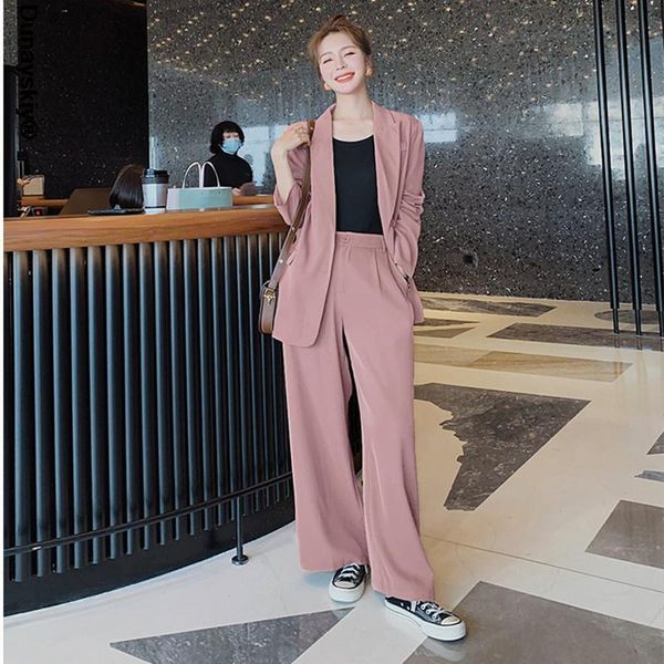 

women's two piece pants elegant 2 suits office ladies blazer with lace up and wide leg pajama style chic autumn winter sets, White