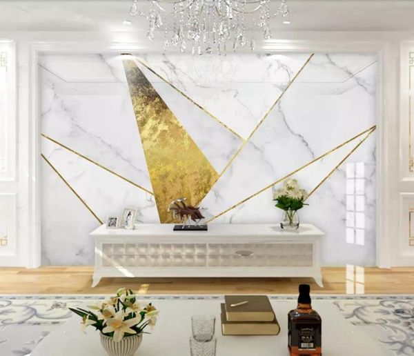 

wallpapers cjsir custom 3d wallpaper mural nordic minimalist geometric gold lines marble tv background wall papers home decor
