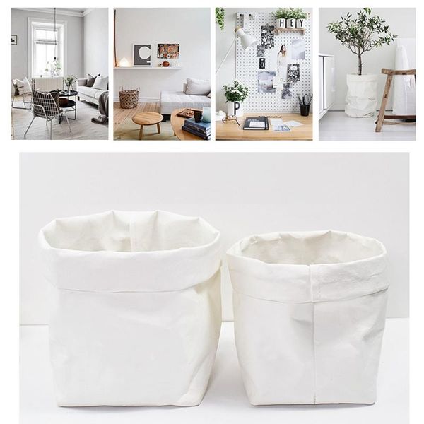 

storage bags nordic style vase ins washable kraft paper bag reusable flowerpot cover for fruits plant refrigerator toys