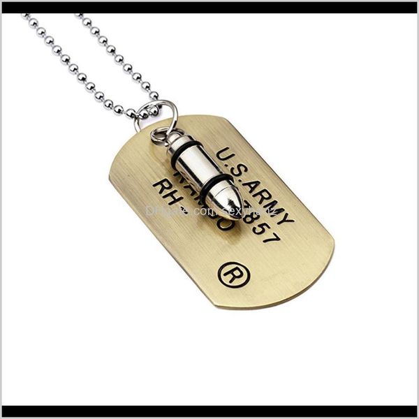 

& pendants drop delivery 2021 jewelry man military card stainless steel dog tags pendant necklace fashion for necklaces 70cm long beads chai, Silver