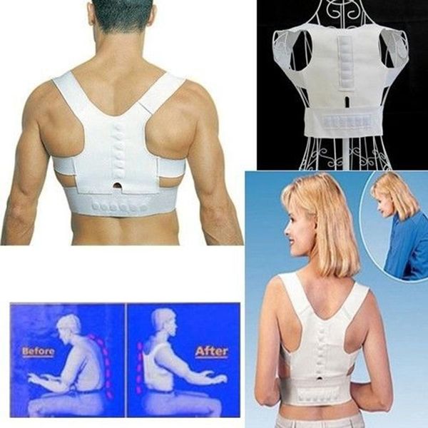 

body shaper adjustable magnetic posture support corrector back pain shoulder correction, Black;blue