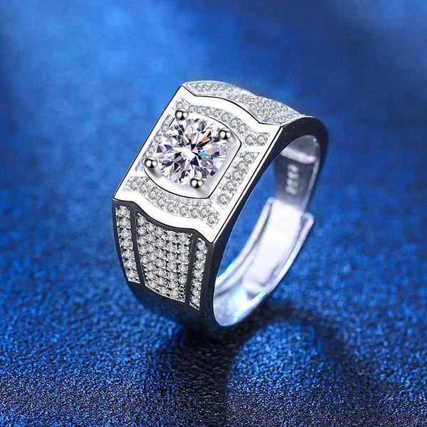 

men's imitation silver jewelry wedding diamond ring mosangshi ring men's and women's wedding ring live broadcast, Golden;silver