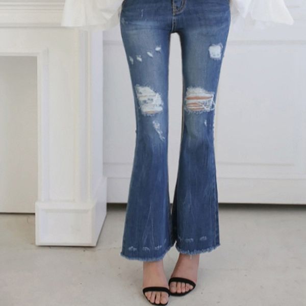 

women's jeans new korean high waisted pants in spring and summer, Blue