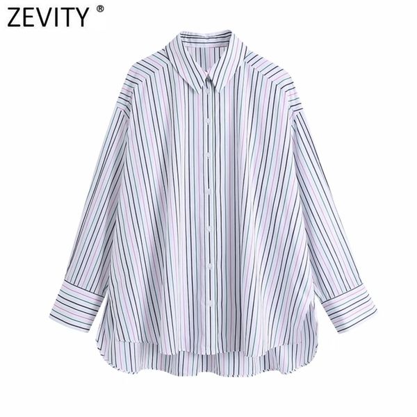 

women fashion striped print oversized blouse high street long sleeve breasted casual shirt chic femininas ls9140 210416, White;black