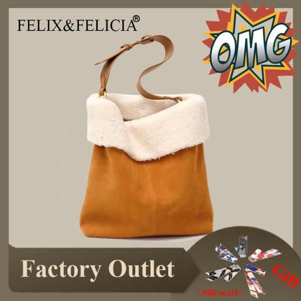 

evening bags felix&felicia factory women fashion winter shoulder bag lamb wool luxury genuine leather soft crossbody casual