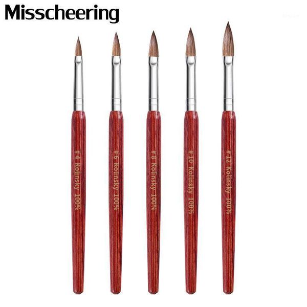

kolinsky sable acrylic nail art brush crimped uv gel builder flat round red wood manicure brushes tools1, Yellow