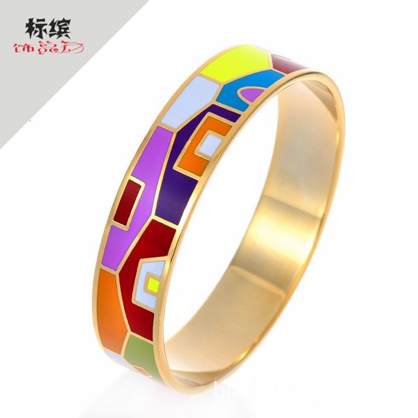 

bangles bracelets popular stainless steel bracelet enamel cloisonne, Black