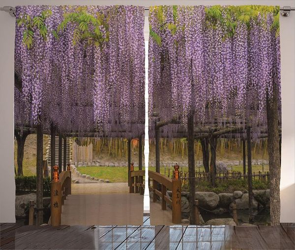 

curtain & drapes japanese curtains lilac flowers hanging down from terrace to bottom field paradise scenery living room bedroom window