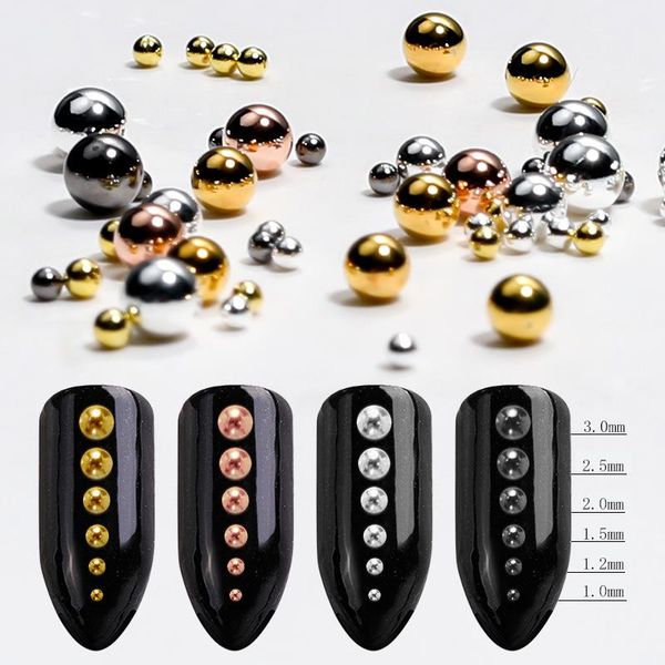 

nail art decorations 12 grid japanese metal beads caviar mixed size3d three-dimensional gold silver rose golddiy parts accessorie, Silver;gold