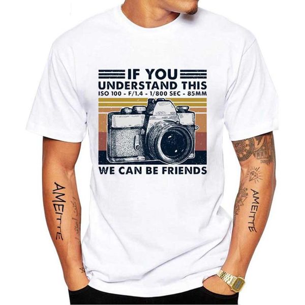 

men's t-shirts retro navy camera if you understand this we can be friends funny pographer essential t-shirt men short sleeve boy white, White;black