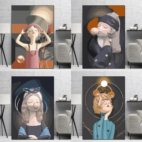 

paintings nordic minimalist style cartoon decoration poster diy paint by numbers canvas wall painting child room decorative art mural