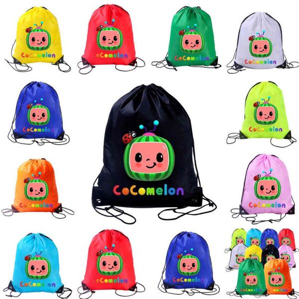 

drawstring bags tiktok kids cocomelon cartoon shoulder bag anime backpacks sports travel beach book pack lunch totes quick dry organizer