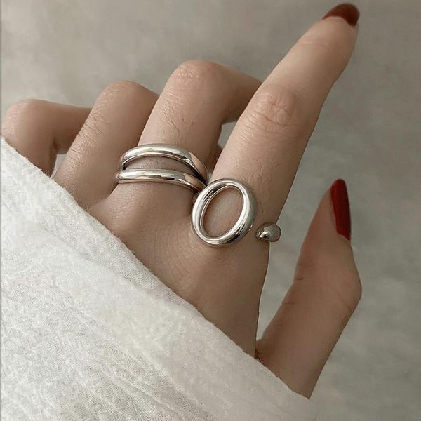 

wedding rings aesthetic jewelry on finger accessories fashion hollow irregular geometric handmade adjustable ring female gift for wholesale, Slivery;golden