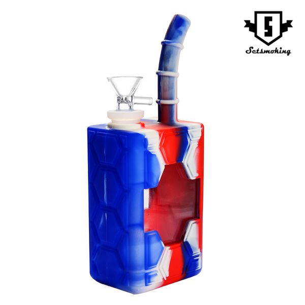 Rauchen Zubehör Neue Ankunft Silikon Wasserpfeife Farbige Silikonpfeifen Bong Camouflage Recycler Silikon Shisha SRS844