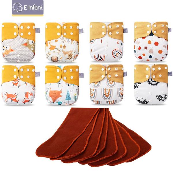 

elinfant matching waterproof baby pcoket diapers 8 pcs coffee mesh cloth and 8pcs fiber inserts