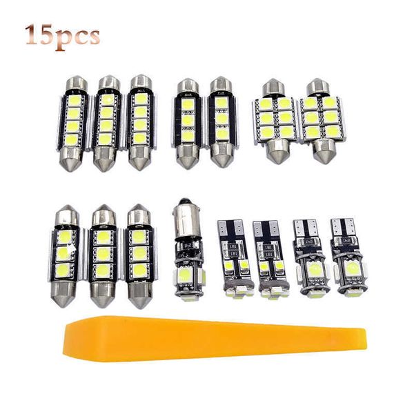 

new 15 pcs white led car interor decorative light bulbs package kit map dome step lamp for vw volkswagen golf6 mk6 gti 2010-2015