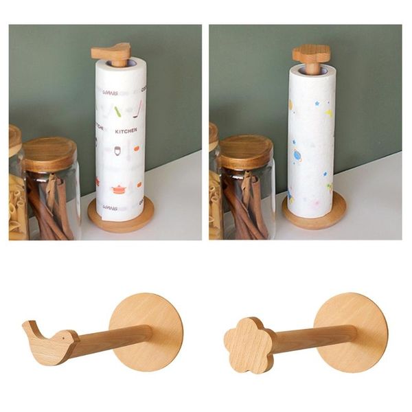 

towel racks nail-wooden paper holder plastic wrap storage rack wall mounted bird/flower design nordic
